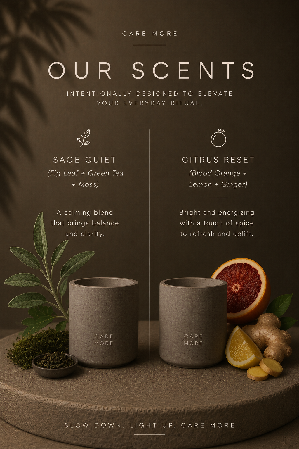 CARE MORE CONCRETE CANDLE